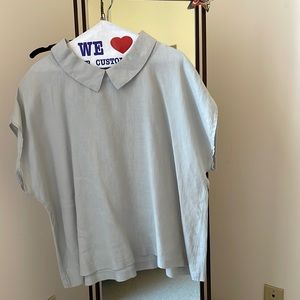 Peter Pan collar linen blouse